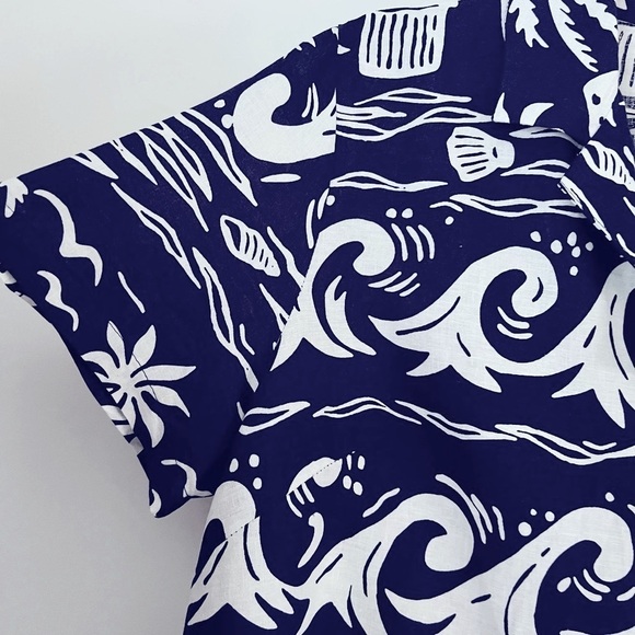 C&C California Hawaiian Novelty Beachy Print Linen Blend Button Down Shirt NEW - Picture 6 of 13